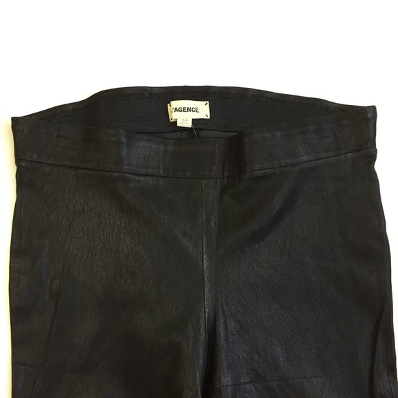 NWT L'AGENCE Black France 100% Genuine Lamb Leather Slim Fit Legging Pants - Picture 4 of 12